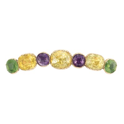 Lot 110 - Antique Gold and Multicolored Gem-Set Brooch