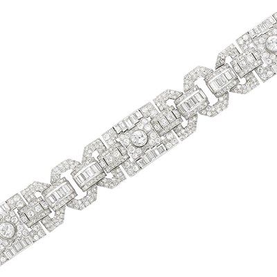 Lot 398 - Platinum and Diamond Bracelet