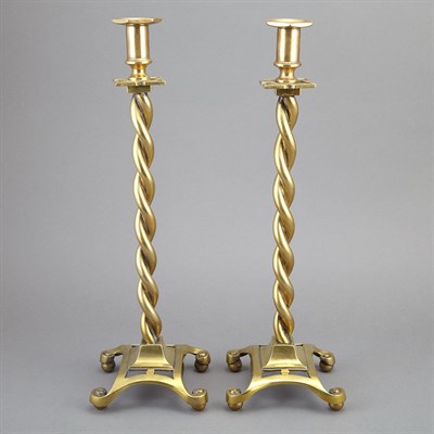 Lot 188 - Pair of English Brass Candletsticks Late 19th...