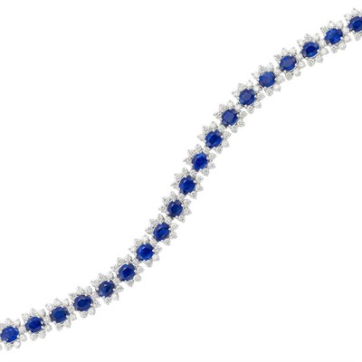 Lot 241 - White Gold, Sapphire and Diamond Bracelet