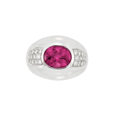 Lot 81 - White Gold, Pink Tourmaline and Diamond Ring, Mauboussin, Paris
