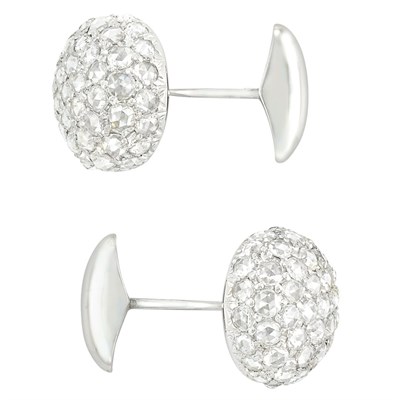 Lot 71 - Pair of White Gold and Diamond Cufflinks