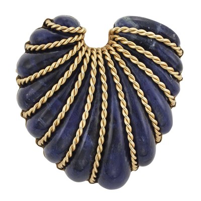 Lot 163 - Gold and Fluted Lapis Brooch, Seaman Schepps
