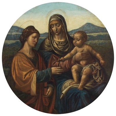 Lot 1 - Follower of Leonardo da Vinci Madonna and...