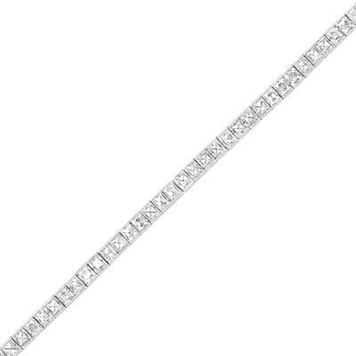 Lot 136 - Platinum and Diamond Straightline Bracelet