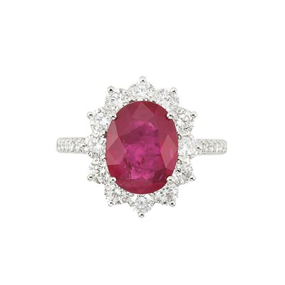 Lot 338 - Platinum, Ruby and Diamond Ring