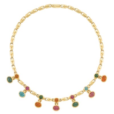 Lot 210 - Gold and Cabochon Colored Stone 'Passo Doppio' Necklace, Bulgari