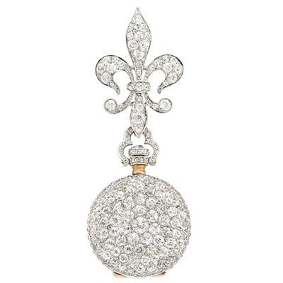Lot 428 - Lady's Antique Platinum, Gold and Diamond Lapel Watch