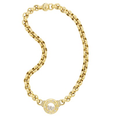 Lot 190 - Gold and 'Floating' Diamond Link Necklace, Chopard