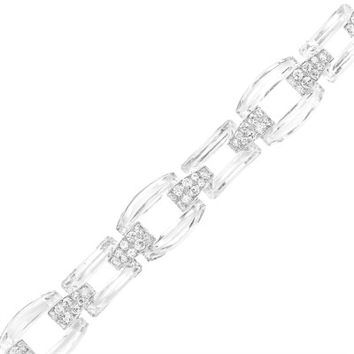 Lot 134 - Art Deco Rock Crystal, Platinum and Diamond Bracelet