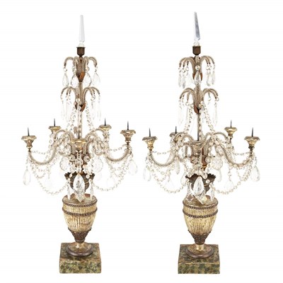 Lot 147 - Pair of Continental Silvered Wood and Cut...