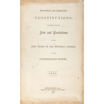 Lot 122 - [CONFEDERATE CONSTITUTION] Provisional and...
