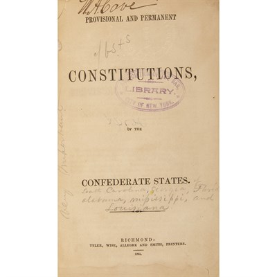 Lot 123 - [CONFEDERATE CONSTITUTION] Provisional and...