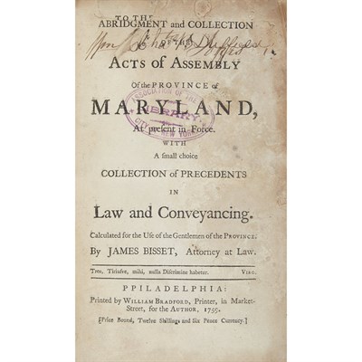 Lot 3 - [MARYLAND - COLONIAL] BISSET, JAMES....