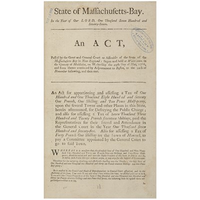 Lot 34 - [MASSACHUSETTS - REVOLUTION] State of...