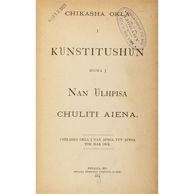 Lot 113 - [INDIAN LAWS - CHICKASAW] Group of nine...