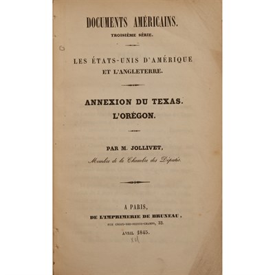 Lot 97 - [TEXAS] JOLLIVET, THOMAS MARIE ADOLPHE....
