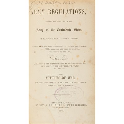Lot 125 - [CONFEDERATE ARMY] Army Regulations, Adopted...