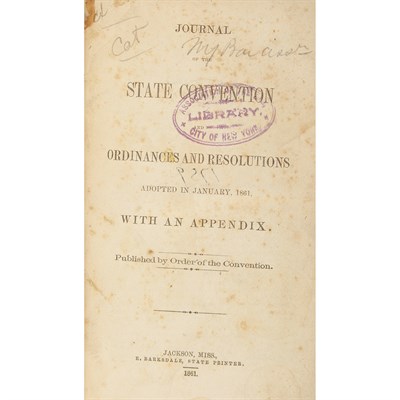 Lot 136 - [CIVIL WAR - MISSISSIPPI] Journal of the State...