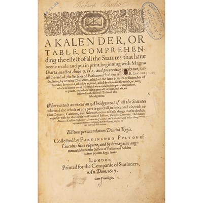 Lot 164 - PULTON, FERDINAND A kalender, or table,...