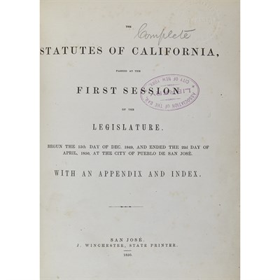 Lot 102 - [CALIFORNIA] The Statutes of California,...