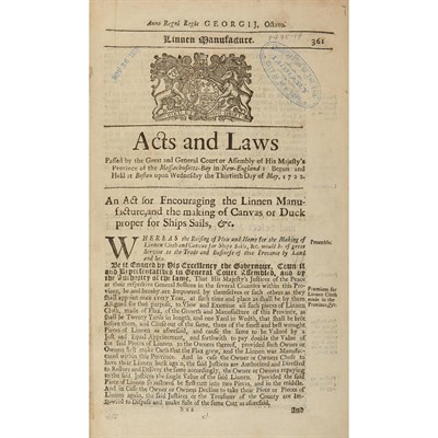Lot 11 - [MASSACHUSETTS - COLONIAL] Group of bound...