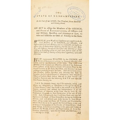 Lot 18 - [NEW HAMPSHIRE] Group of session acts,...