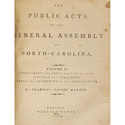 Lot 63 - [NORTH CAROLINA - MARTIN, FRANCOIS-XAVIER]...