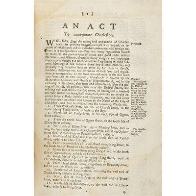 Lot 72 - [SOUTH CAROLINA] Run of Acts and Laws,...