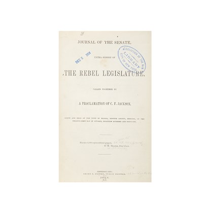 Lot 140 - [CIVIL WAR - MISSOURI] Journal of the Senate,...