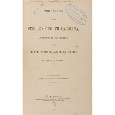 Lot 129 - [CIVIL WAR - SOUTH CAROLINA] The Address of...
