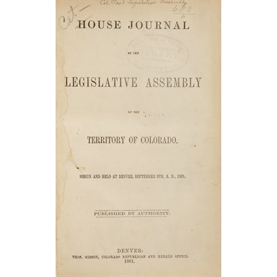 Lot 108 - [COLORADO] House Journal of the Legislative...