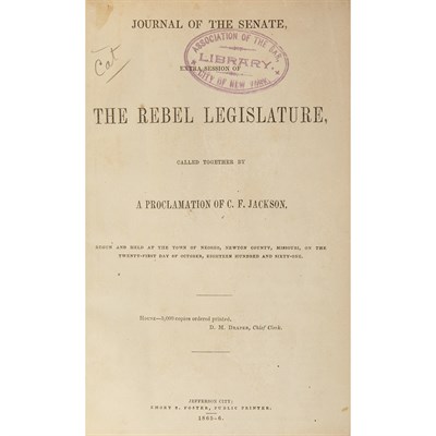 Lot 139 - [CIVIL WAR - MISSOURI] Journal of the Senate,...
