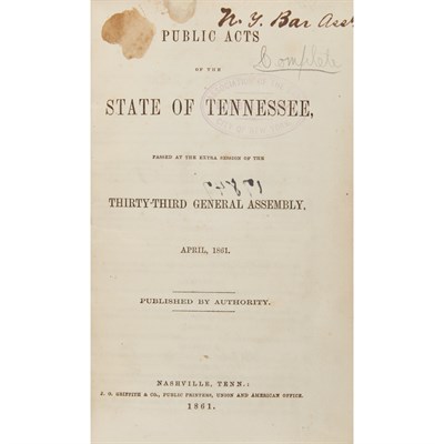 Lot 128 - [CIVIL WAR - TENNESSEE] Group of Civil War era...
