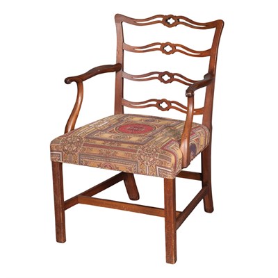 Lot 224 - Chippendale Mahogany Slat Back Open Armchair...