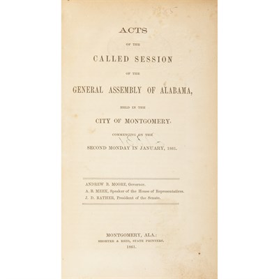 Lot 135 - [CIVIL WAR - ALABAMA] Acts of the called...