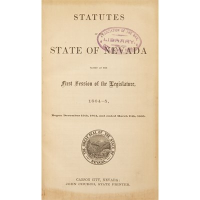Lot 109 - [NEVADA] Statutes of the State of Nevada...