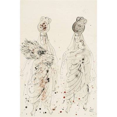 Lot 32 - Reuven Rubin Israeli, 1893-1974 Water Carriers,...