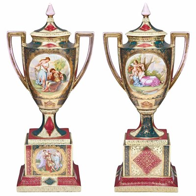 Lot 464 - Pair of Vienna Style Gilt and Polychrome...