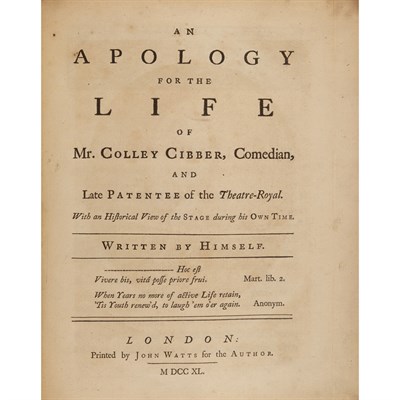 Lot 196 - [THEATRE] CIBBER, COLLEY. An apology for the...