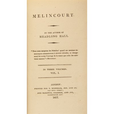 Lot 398 - [GOTHIC NOVEL] [PEACOCK, THOMAS LOVE]...