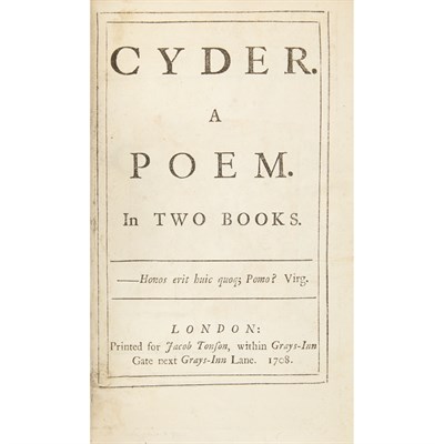 Lot 194 - [PHILLIPS, JOHN] Cyder. A Poem. London: Tonson,...