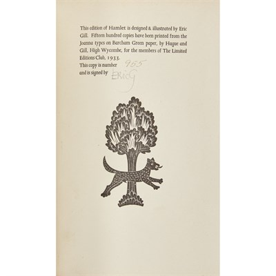 Lot 332 - GILL, ERIC Hamlet. New York: Limited Editions...