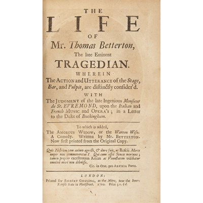 Lot 197 - BETTERTON, THOMAS The History of the English...