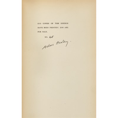Lot 412 - HUXLEY, ALDOUS Beyond the Mexique Bay. London:...