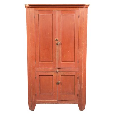 Lot 150 - Red Painted Pine Corner Cupboard 19th Century...