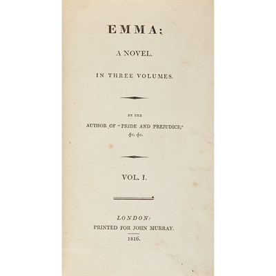 Lot 357 - AUSTEN, JANE Emma. London: John Murray, 1816....