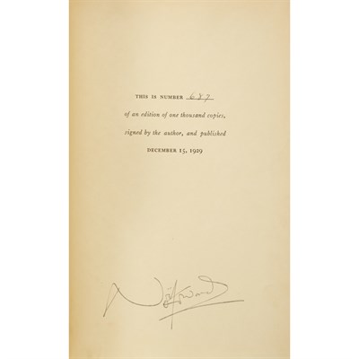 Lot 249 - COWARD, NOEL Group of four signed volumes,...