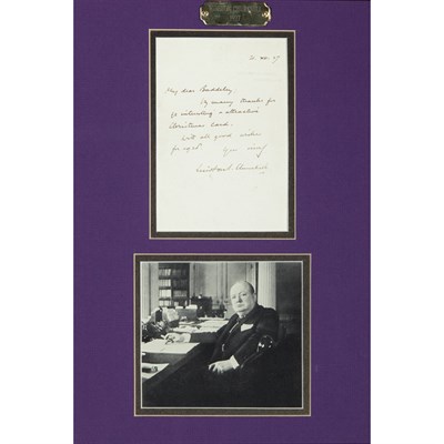 Lot 238 - CHURCHILL, WINSTON Autograph note signed....