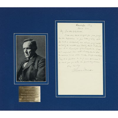 Lot 259 - DARROW, CLARENCE Autograph letter signed....